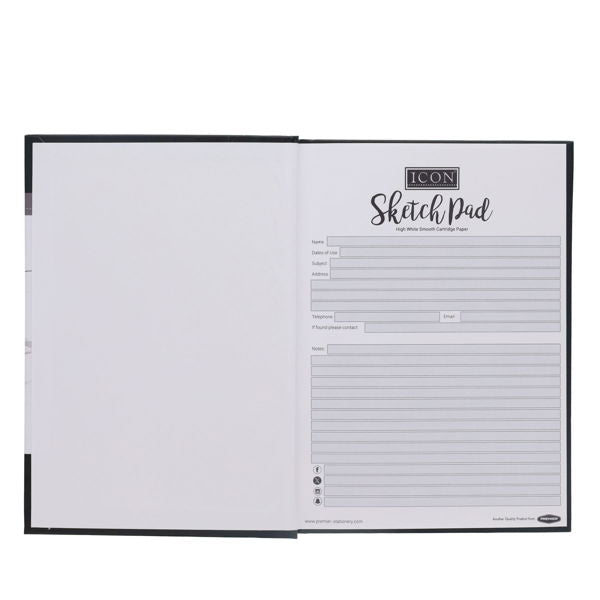 Icon A5 135gsm Hardcover Sketch Book 64 Sheet - Black