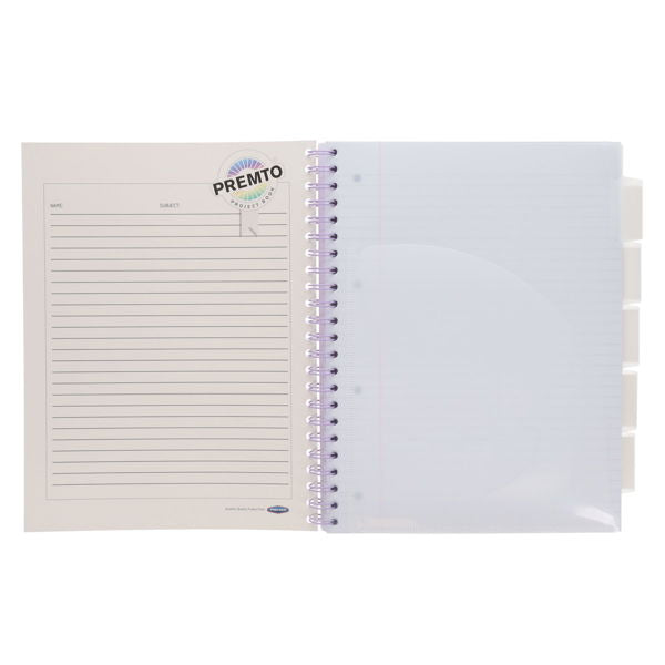 Premto Pastel A4 200pg PP Cover 5 Subject Project Book