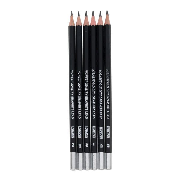 Icon Pkt.6 Complete Set Graphite Drawing Pencils