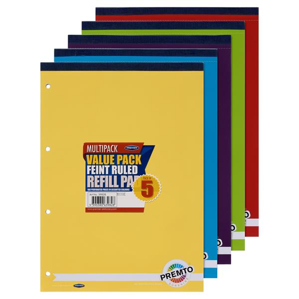 Premto 5 Pack A4 160pg Top Bound Refill Pad