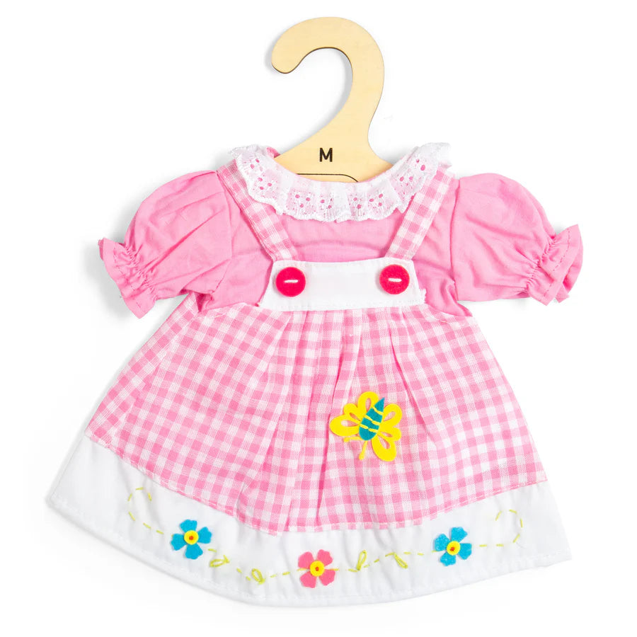 Pink Checkered Pinafore Dress Medium