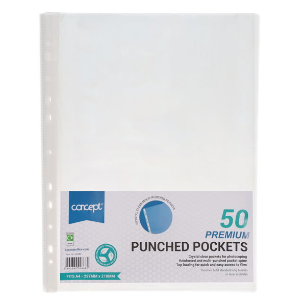 Concept Pkt.50 A4 Punched Pockets