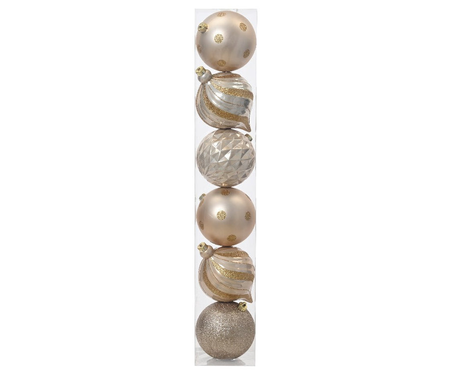 Luxury 6 Pearl Mix Tree Baubles 15cm
