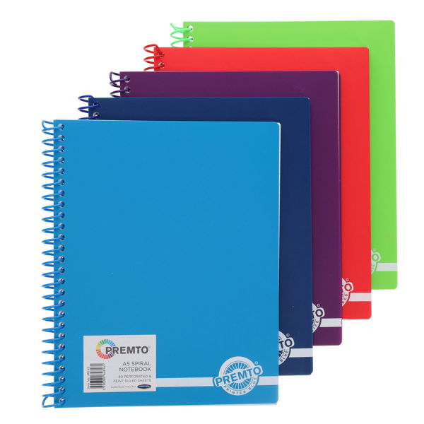Premto A5 160pg PP Spiral & PP Cover Notebook