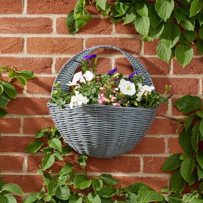 16" Faux Wall Basket Slate