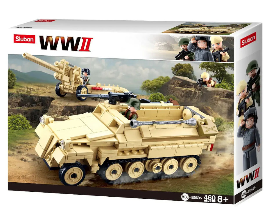 Sluban SD.KFZ. 251 Half Track K18 105MM Cannon (460 Piece) 695