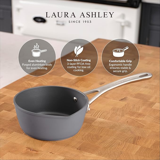 Laura Ashley 6.4"/16cm Saucepan & Milkpan Dark Slate