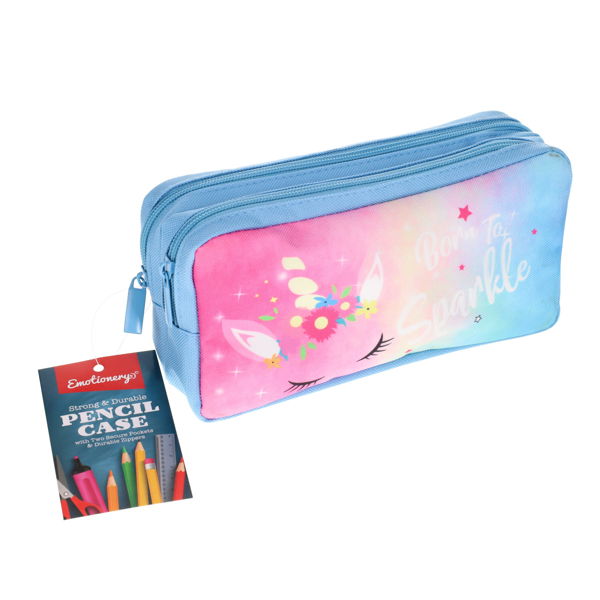Emotionery 2 Pocket Pencil Case - Unicorn Born To Sparkle