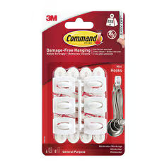Mini Hooks with Command Strips (6 Hook & 8 Small Strips)