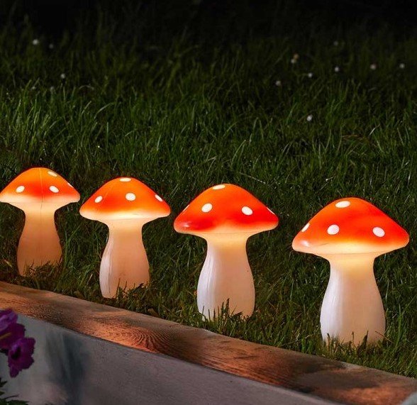 4 Fairy Mushroom Stake Lights