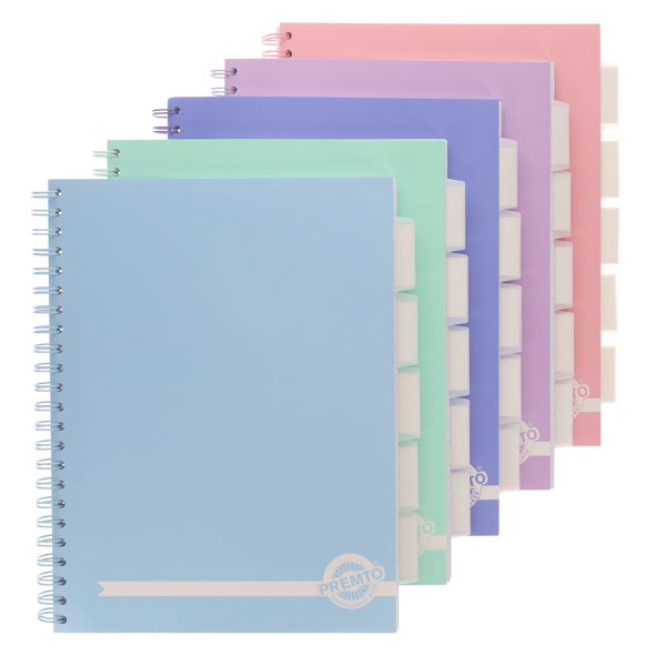 Premto Pastel A4 200pg PP Cover 5 Subject Project Book