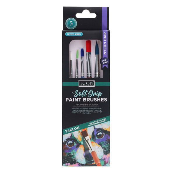 Icon Wallet 5 Soft Grip Nylon Paint Brushes