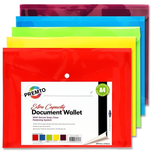 Premto A4 Extra Capacity Document Wallet