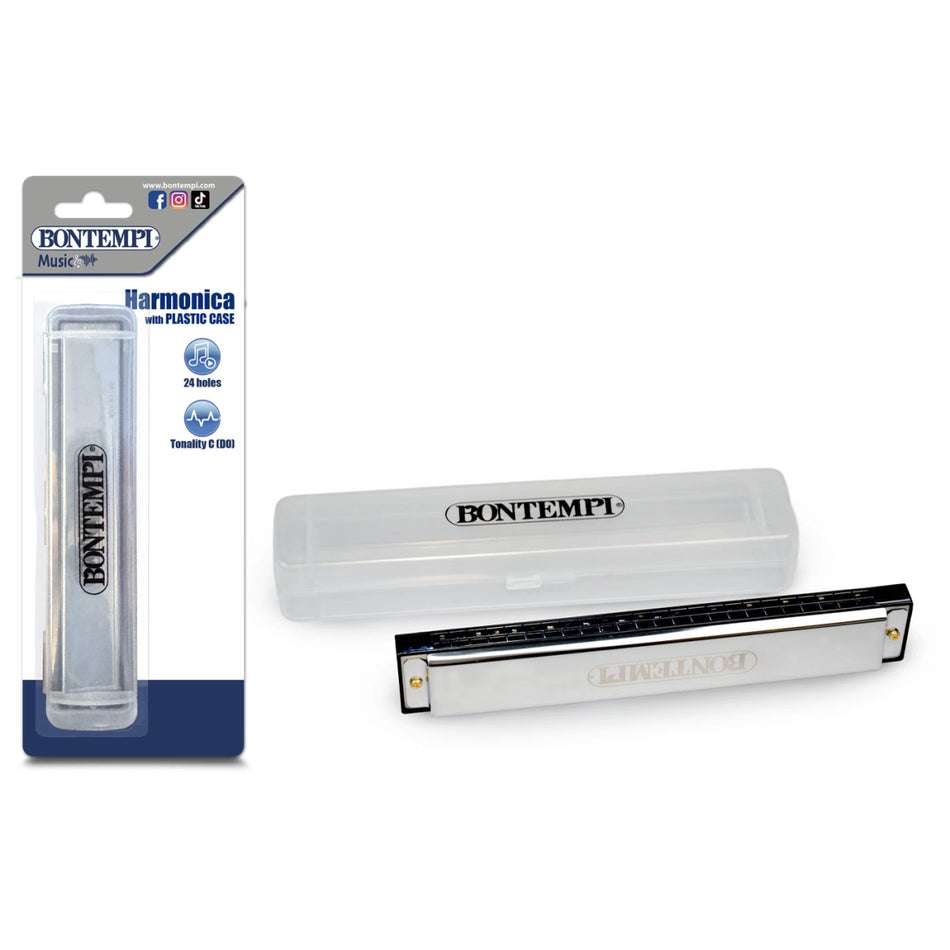 Bontempi Metal Harmonica with Metal Reeds and Plastic Case (24 Holes)