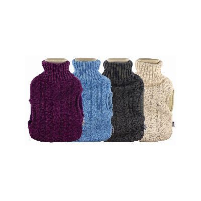 Hot Water Bottle 2L with Knitted Cover & Built in Pockets