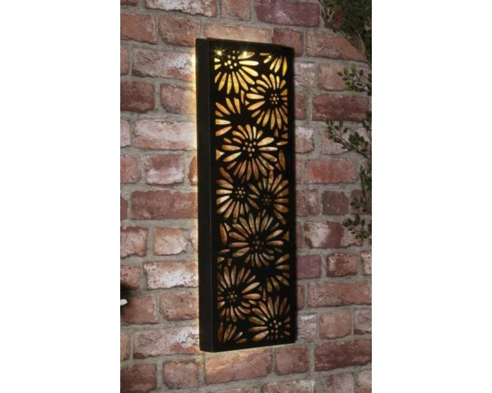 Solar Metal Flower Wall Plaque 62cm 5 LED