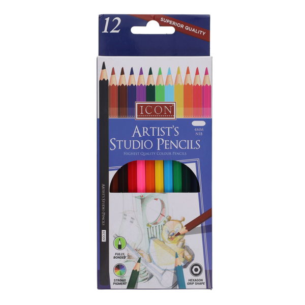 Icon Pkt.12 Artists Studio Colouring Pencils