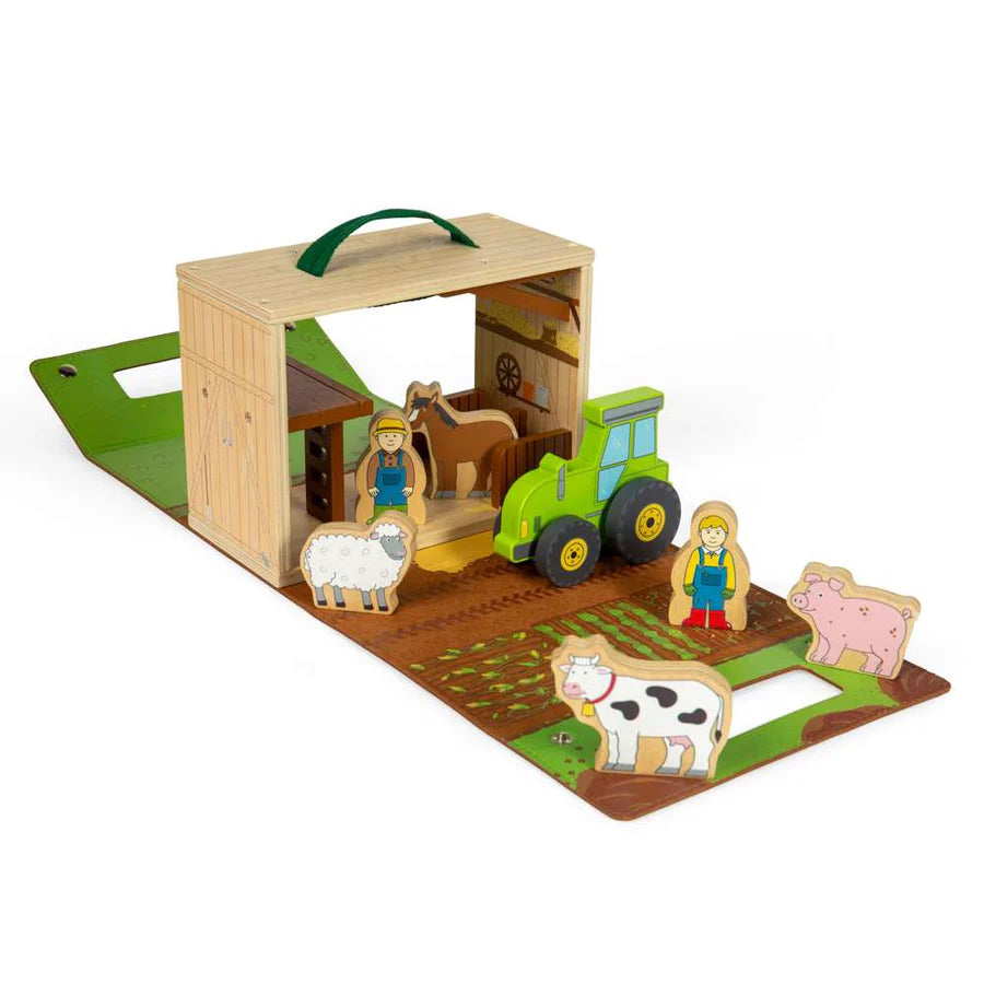 Bigjigs Toys Farm On The Go- Portable Playset