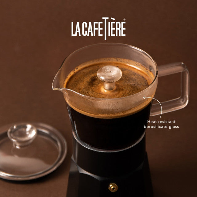 La Cafetiere Verona Glass Espresso Maker 6 Cup Black