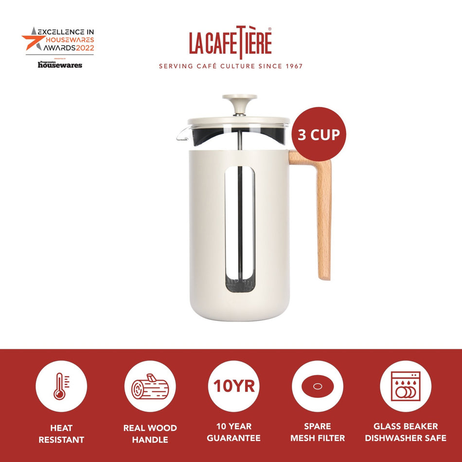 La Cafetiere Pisa 3 Cup Latte Wooden Handle