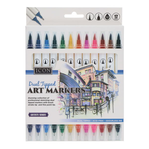 Icon Pkt.12 Dual Tipped Art Markers
