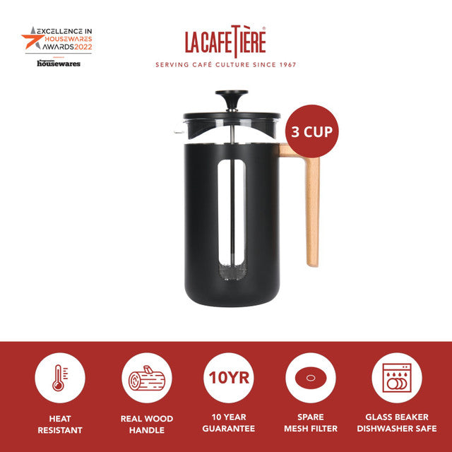 La Cafetiere Pisa 8 Cup Black Wooden Handle