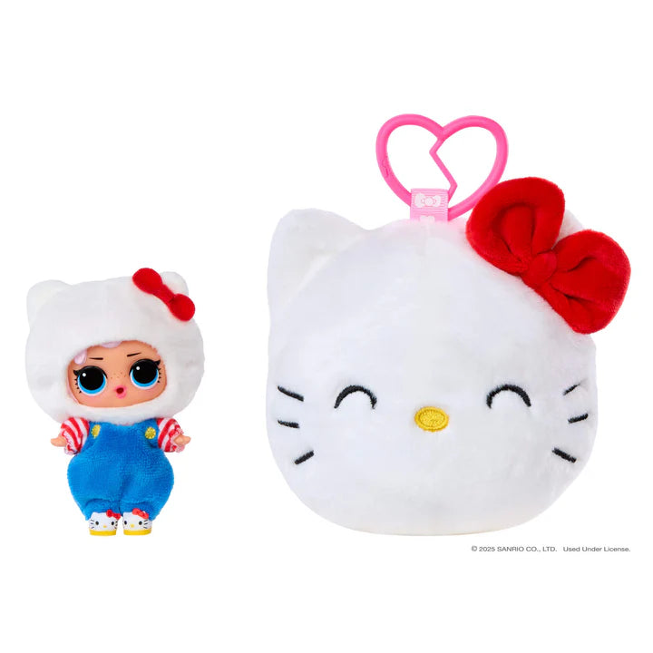 LOL Surprise Loves Hello Kitty Reversible Plush Surprise with Matching LOL Tot and Keychain