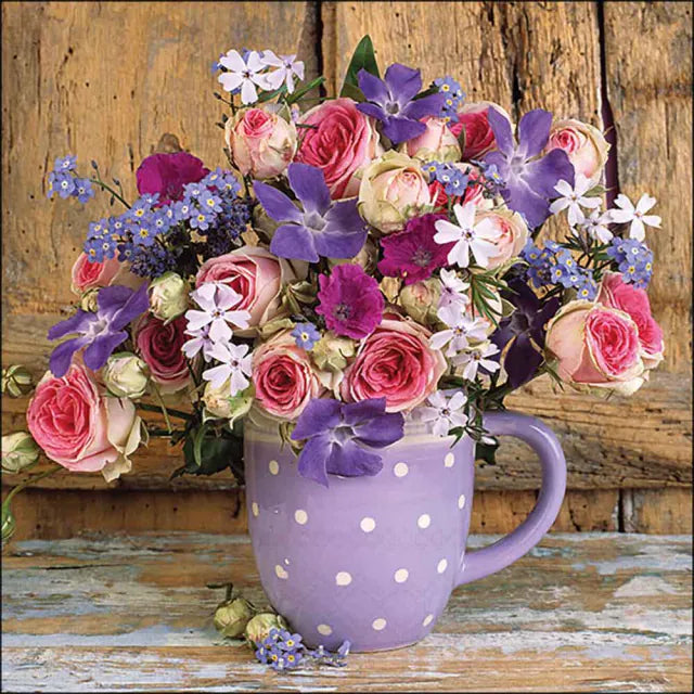 Mug with Flowers Napkin 20 Pack 33x33cm