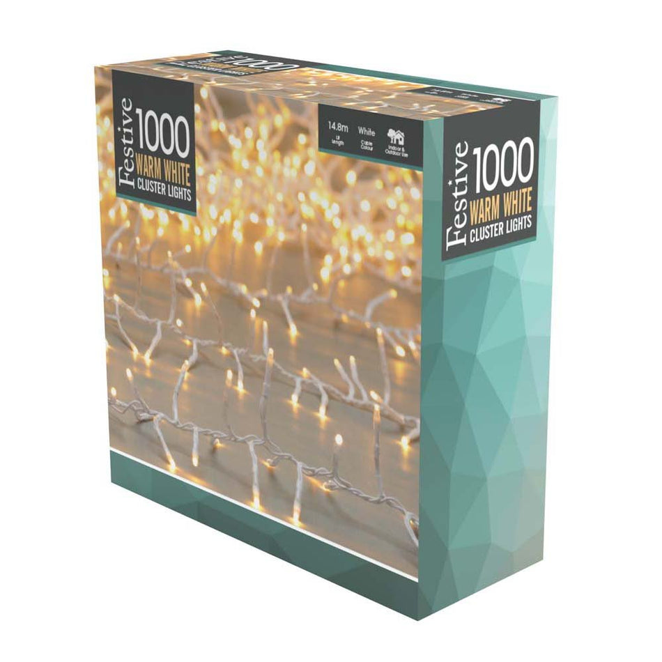 1000 Cluster Lights Multi Function White