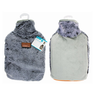 Two Sided 2L Hot Water Bottle with Cover & Pocket