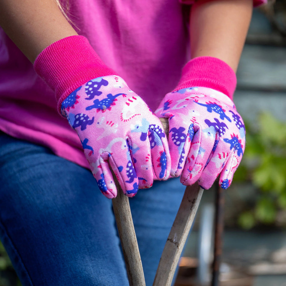 Kent & Stowe Kids Pink Dinosaur Gardening Gloves