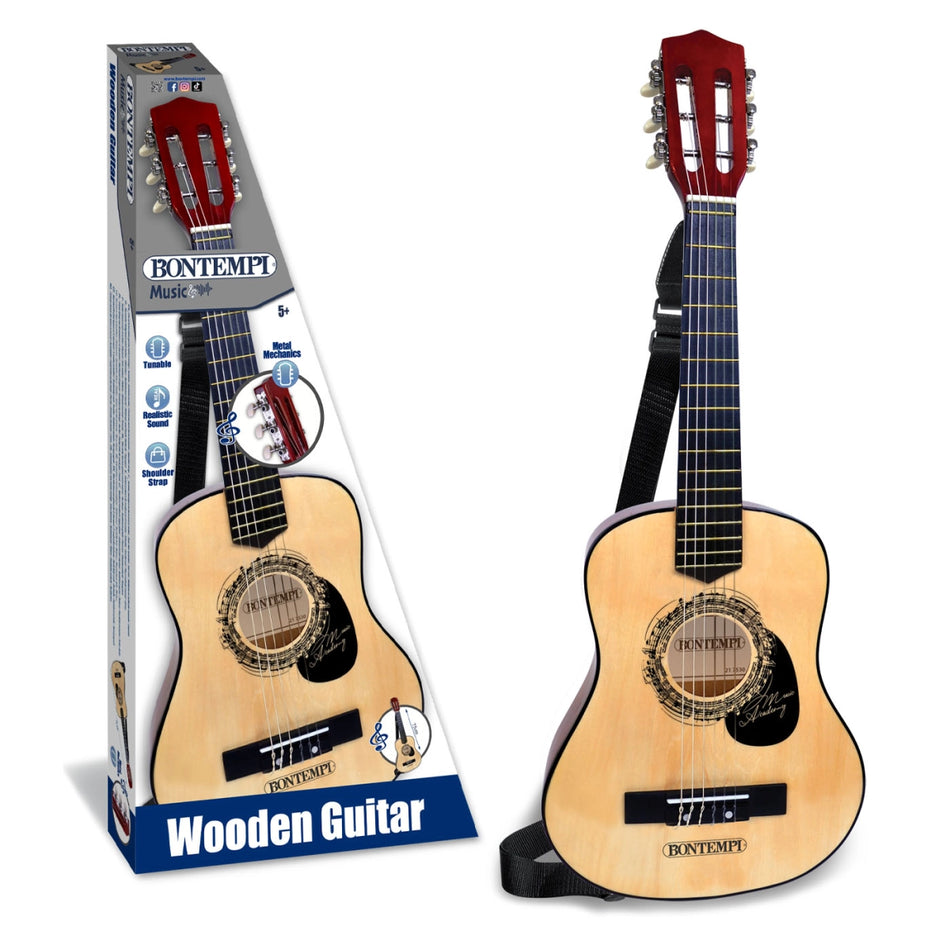Bontempi Classic Wooden Guitar with Shoulder Strap (L. 75 cm)
