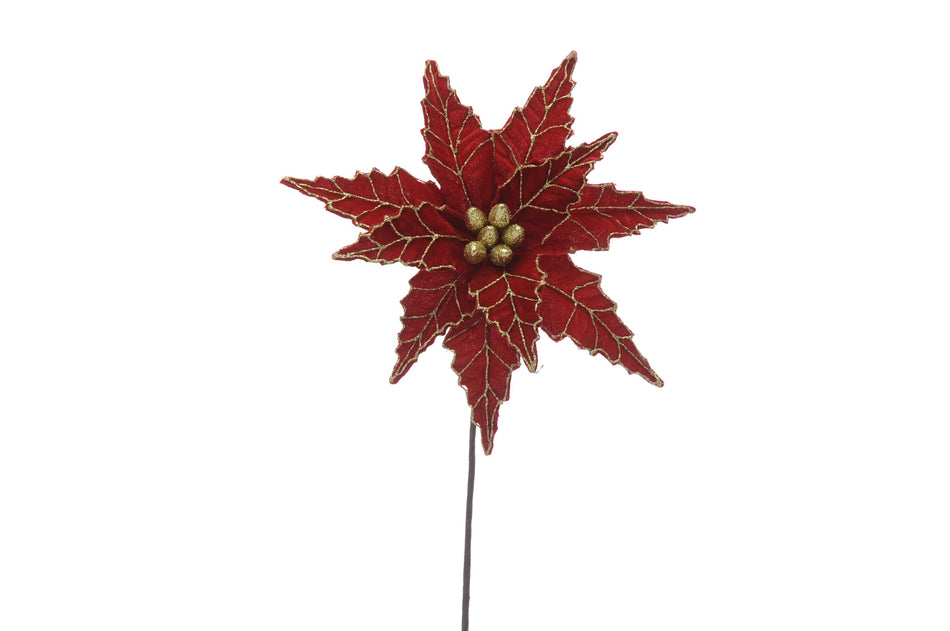 Stem Poinsettia Red Velvet 50cm