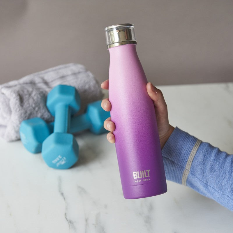 Built 500ml Double Walled SS Water Bottle Pink & Purple Ombre