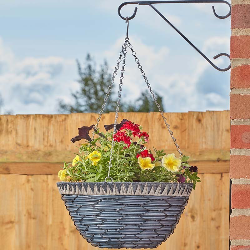 14" Tulsa Faux Rattan Hanging Basket