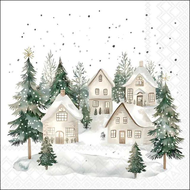 Snowy Houses Napkin 20 Pack 33x33cm