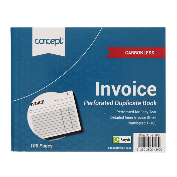 Concept 100pg 4''X5'' Carbonless Invoice Duplicate Book
