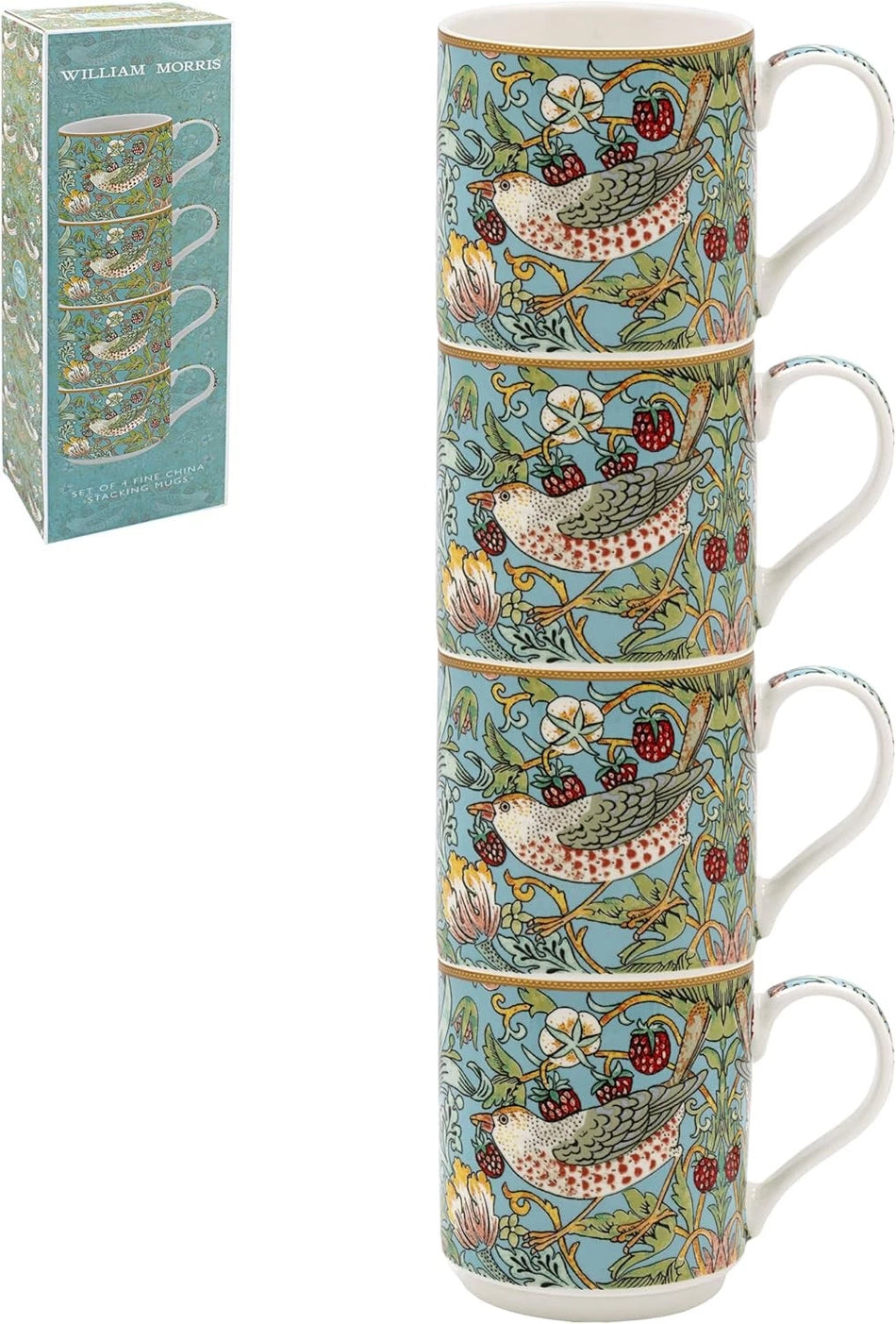 L&P Strawberry Thief Stacking Mugs Set 4