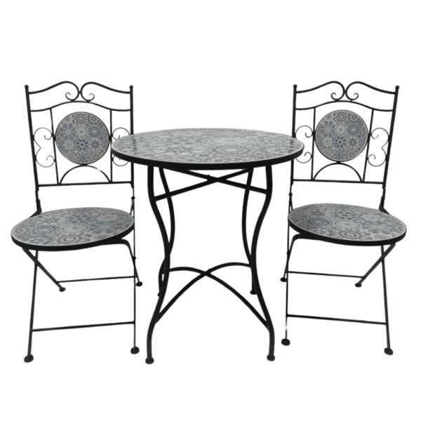Avignon Outdoor Bistro Set with Mosaic Tile Top
