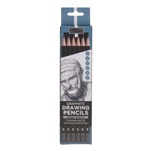 Icon Pkt.6 Complete Set Graphite Drawing Pencils