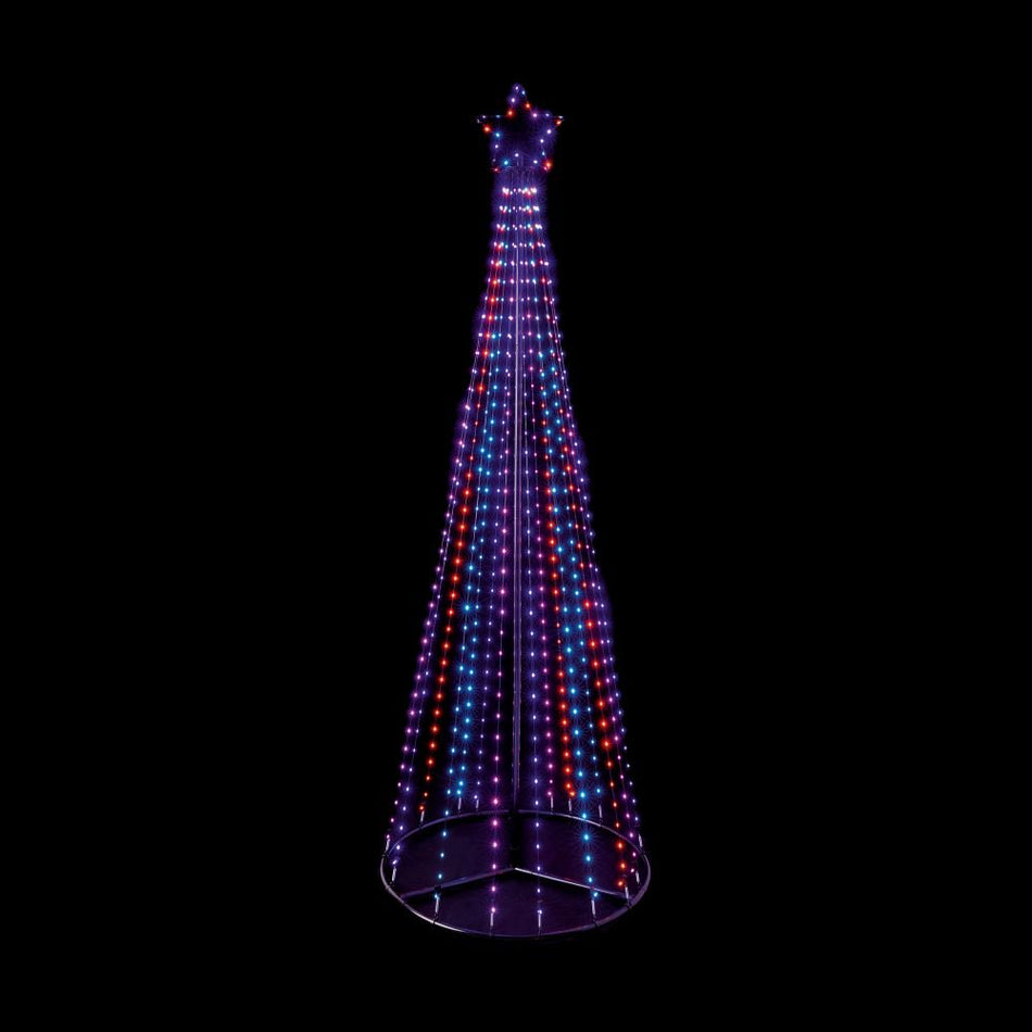 Flexibright Pyramid Tree with Star 2.1m High 580 Multi and White Leds