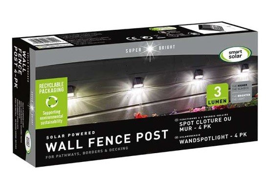 Fence Wall & Post Light Lumen - 4 Pack