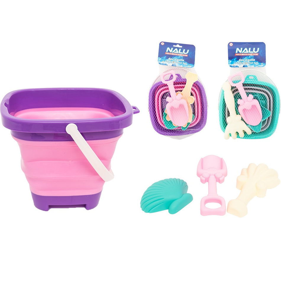 4 Piece Castle & Round Folding Bucket Set
