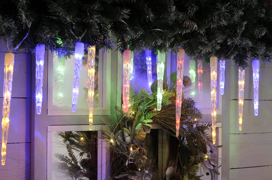 24 Colour Changing Icicle Lights Multi to White