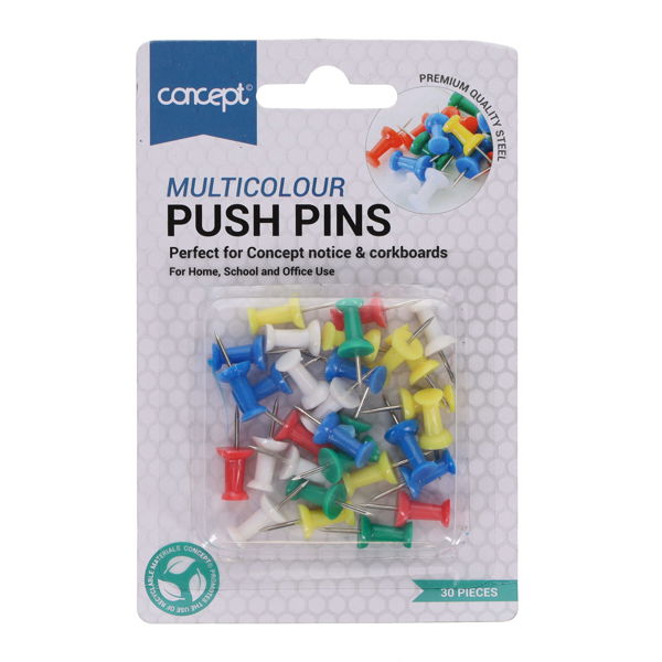 Concept Pkt.30 Coloured Push Pins