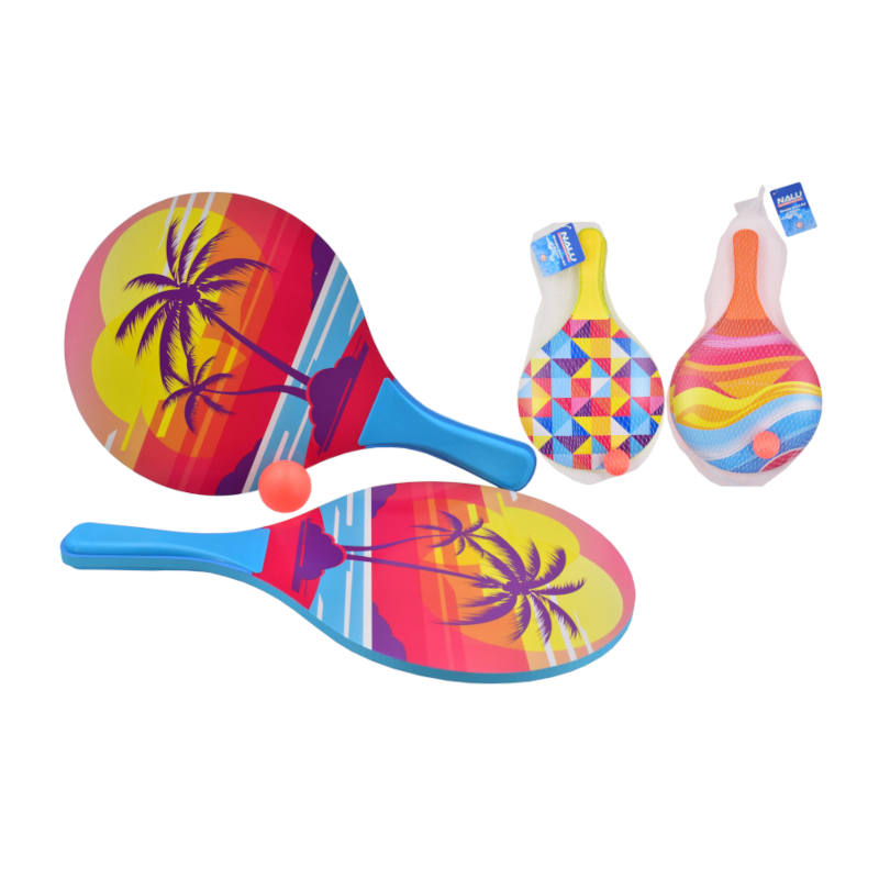 Neon Wooden Beach Bats & Ball
