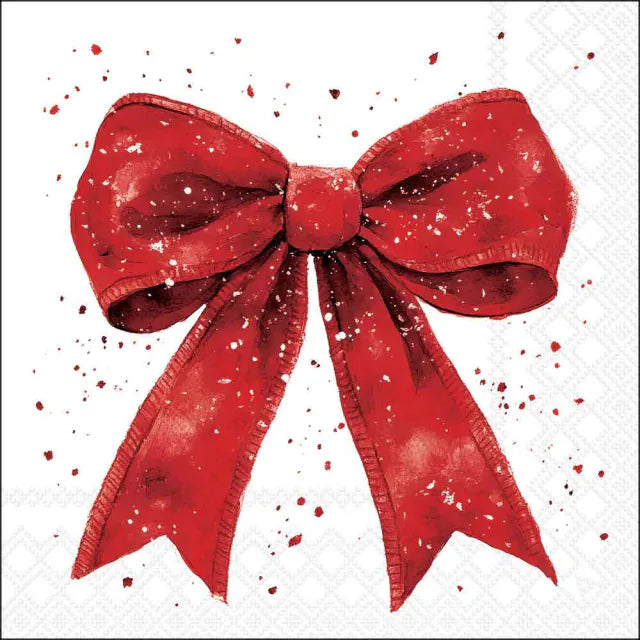 Fancy Bow Red/White Napkin 20 Pack 33x33cm