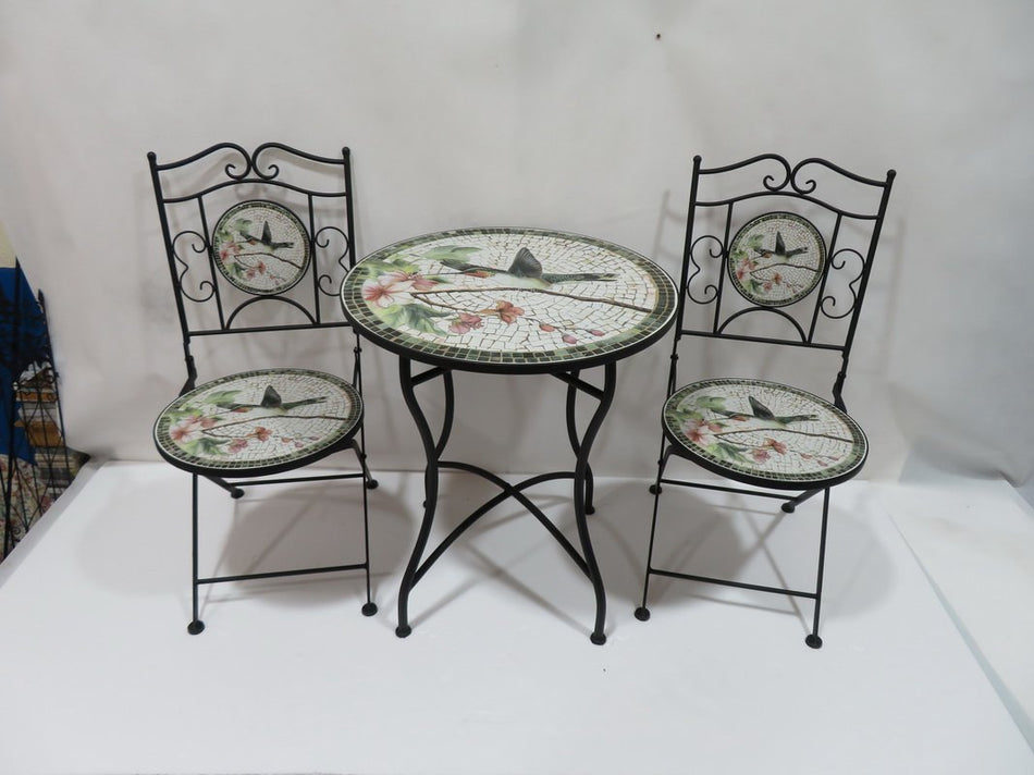 Toulon Outdoor Bistro Set with Mosaic Tile Top