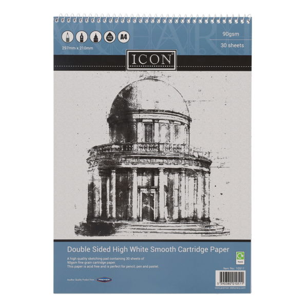Icon A4 90gsm Spiral Sketch Pad 30 Sheets