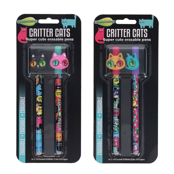 World of Colour Pkt.2 Critter Cats Erasable Pens